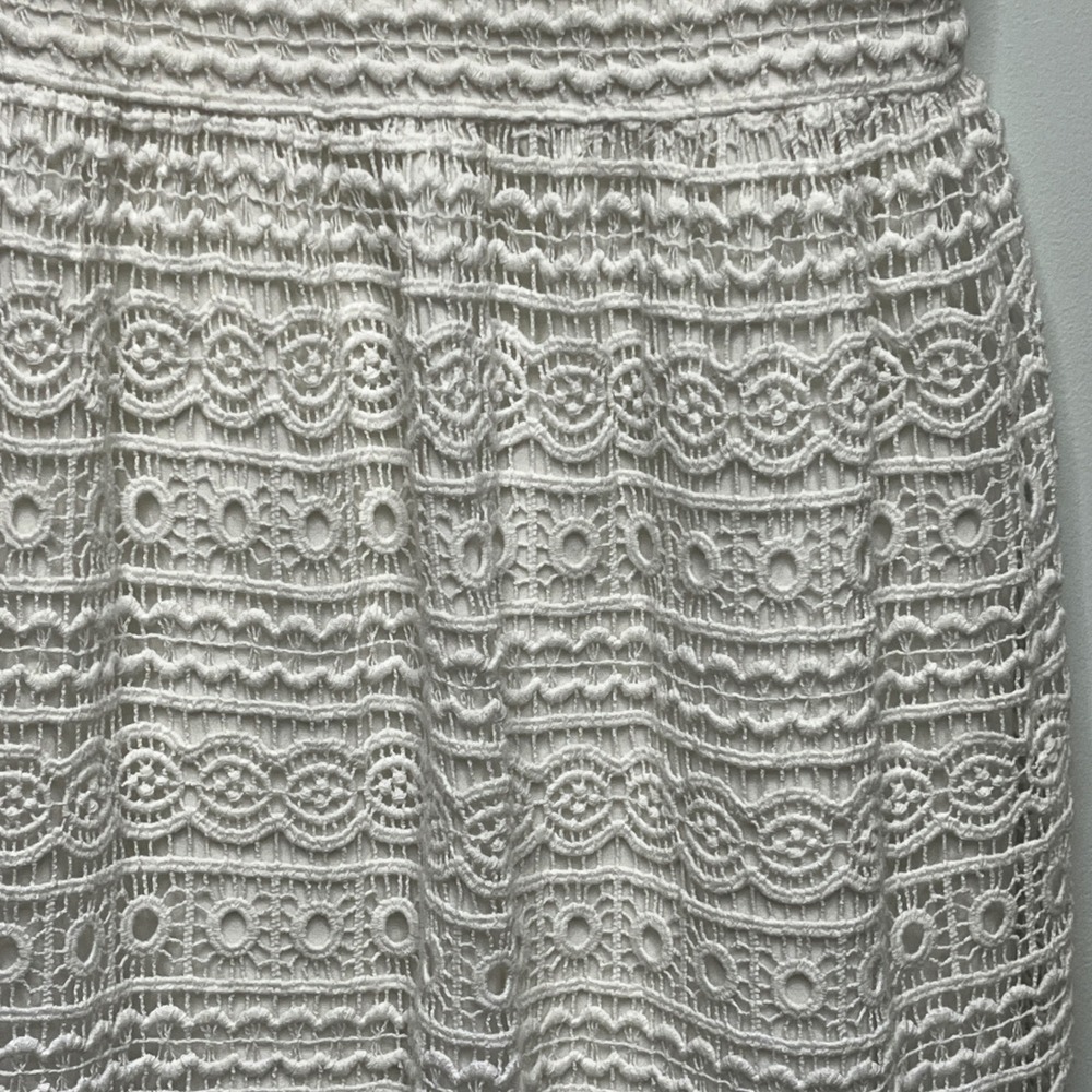 Abercrombie & Fitch White Crochet Lace Mini Dress XS V-Neck Smocked 159D0054 - Picture 6 of 10